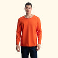 Erkek Turuncu %100 Pamuk Kesik Yaka Basic Regular Fit Sweatshirt
