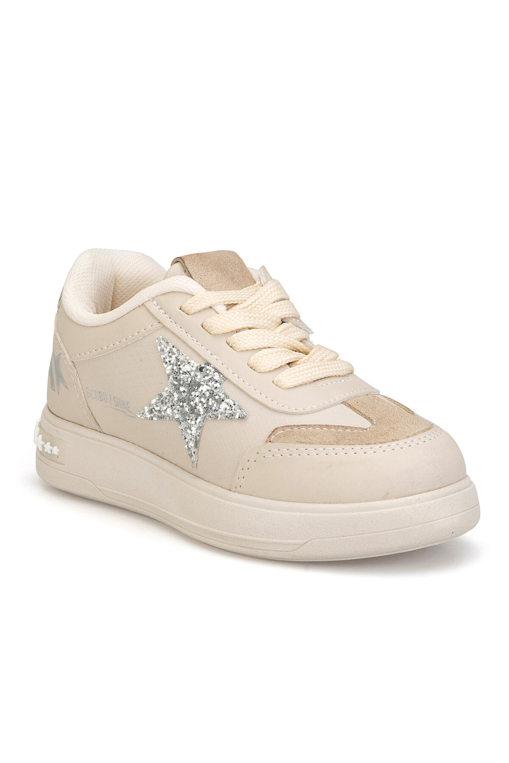 Kids DS Opera Çocuk Sneaker Günlük Spor Bağcıklı Ayakkabı - Bej Gümüş