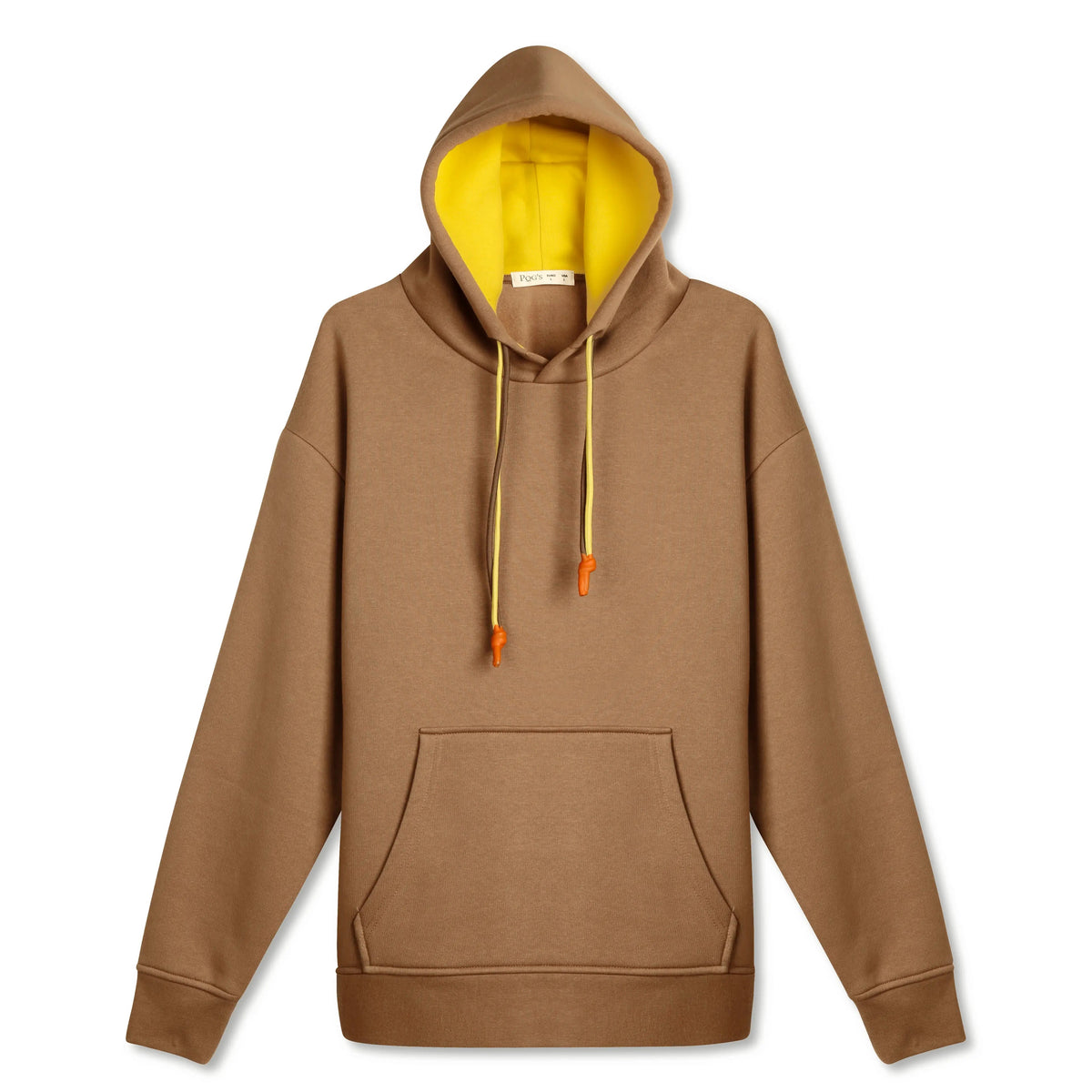 Erkek Kontrast Kapüşonlu Çift Bağcıklı Regular Fit Sweatshirt - Camel