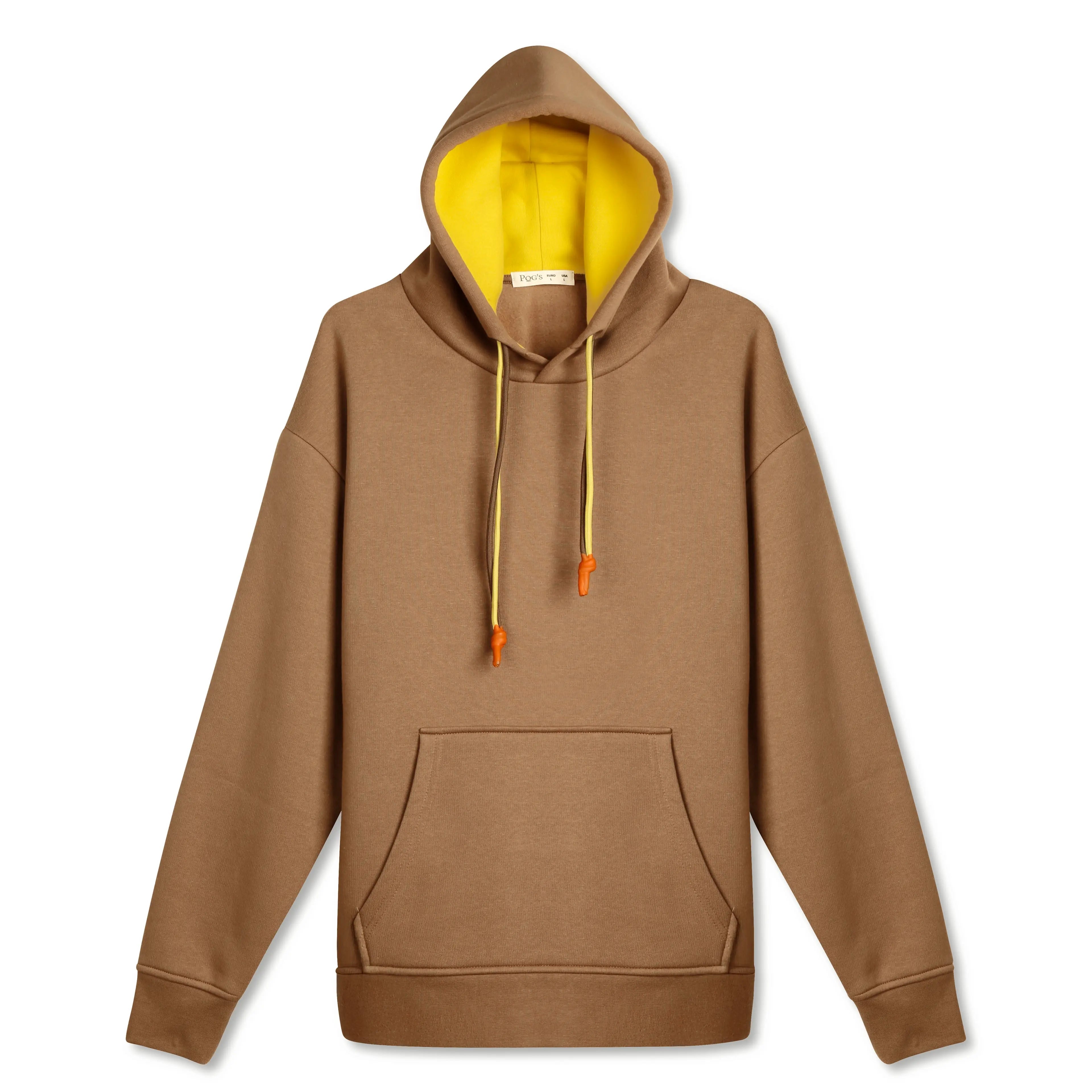 Erkek Camel Kontrast Kapüşonlu Çift Bağcıklı Regular Fit Sweatshirt - 5