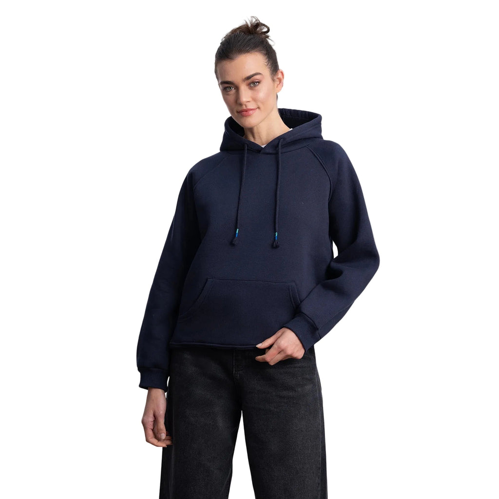 Kadın Lacivert Kapüşonlu Salaş Hoodie Sweatshirt