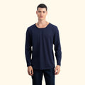 Erkek Lacivert %100 Pamuk Kesik Yaka Basic Regular Fit Sweatshirt