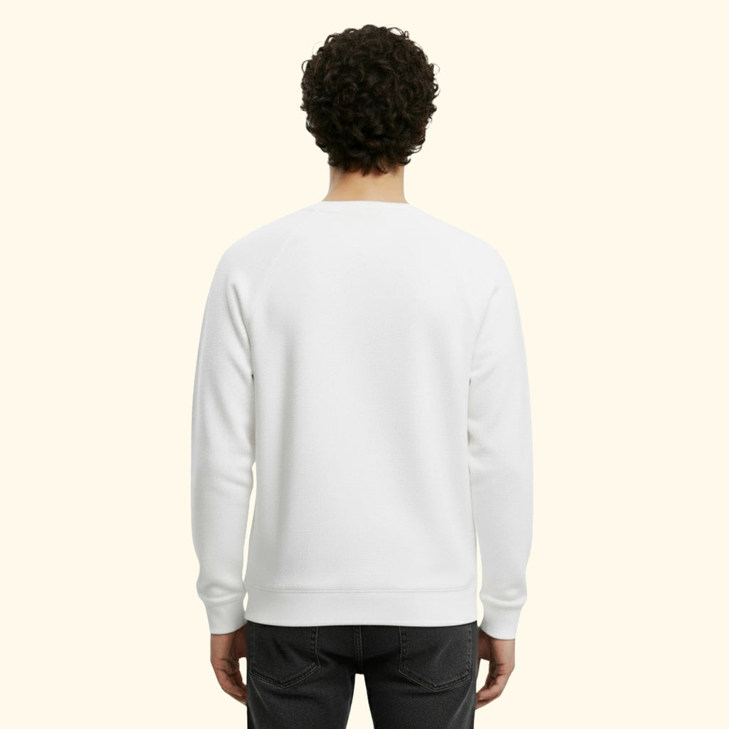Erkek Beyaz Havlu Kumaş Regular Fit Sweatshirt - 2