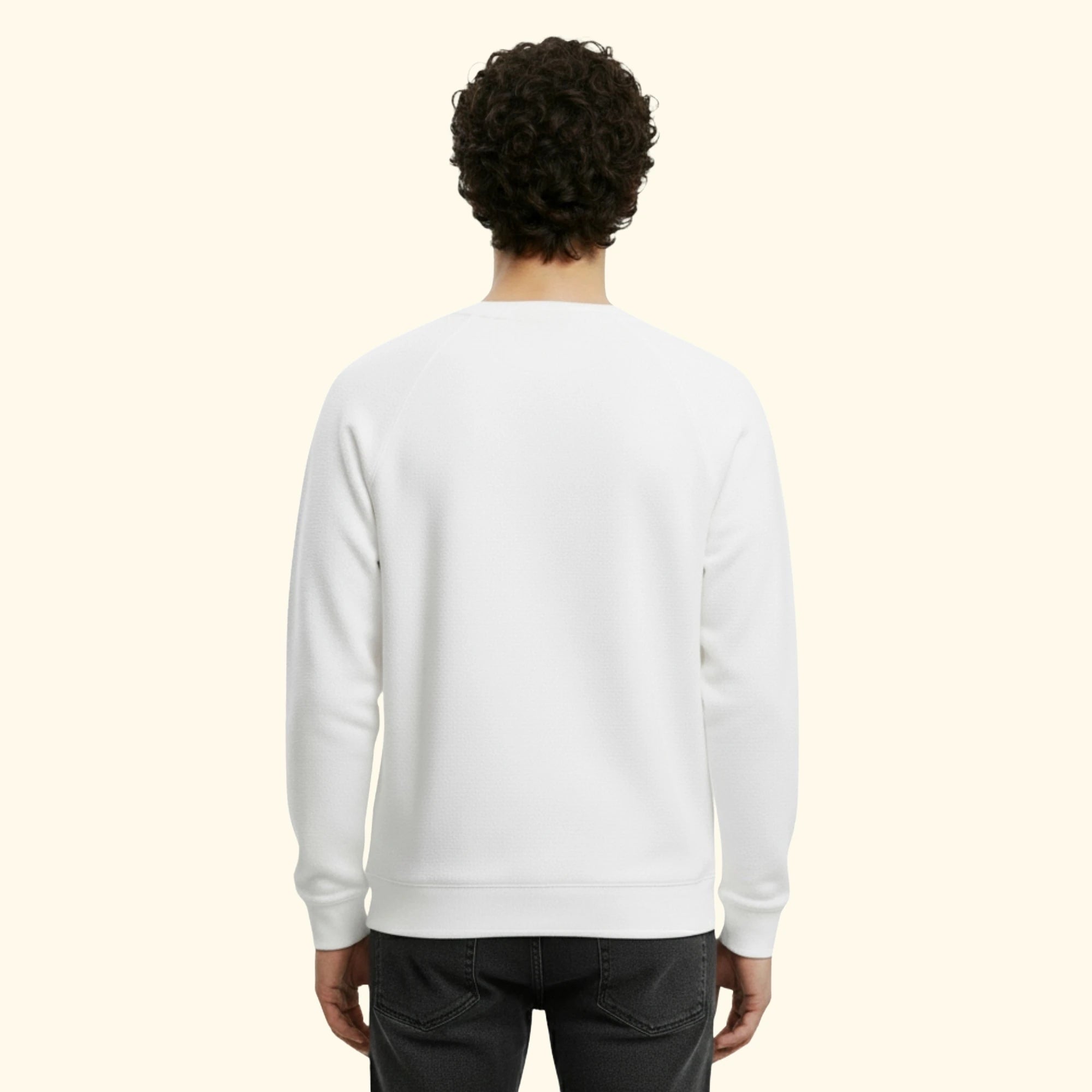 Erkek Beyaz Havlu Kumaş Regular Fit Sweatshirt - 2