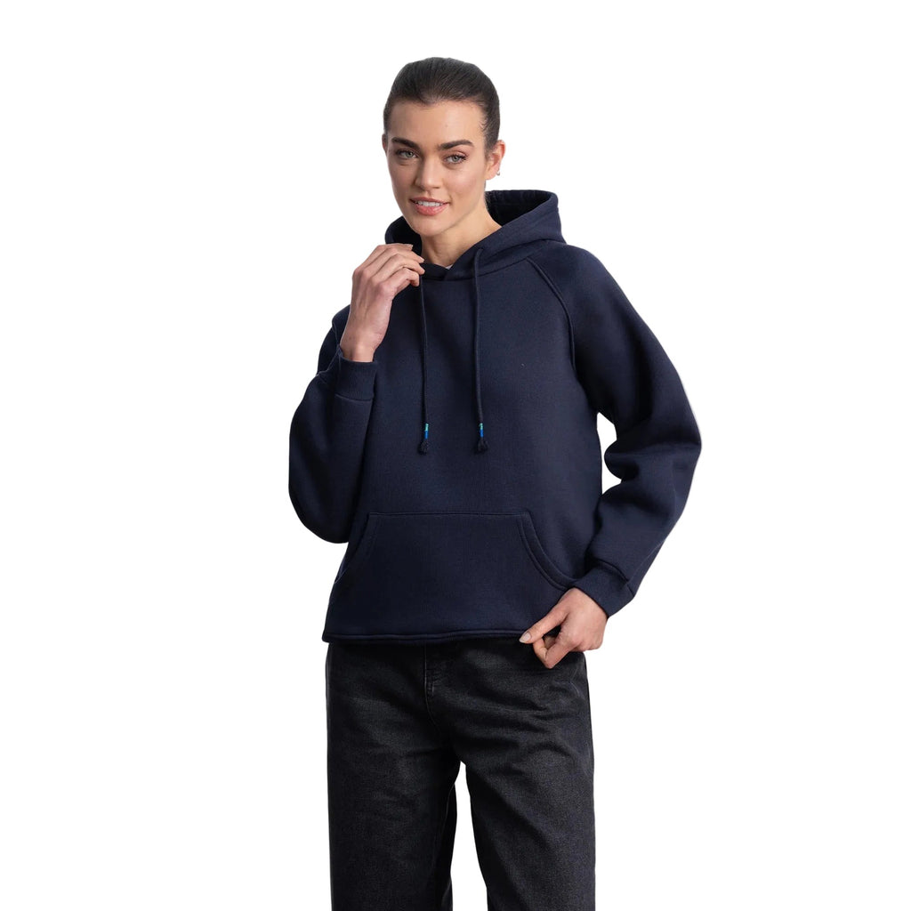 Kadın Lacivert Kapüşonlu Salaş Hoodie Sweatshirt - 2