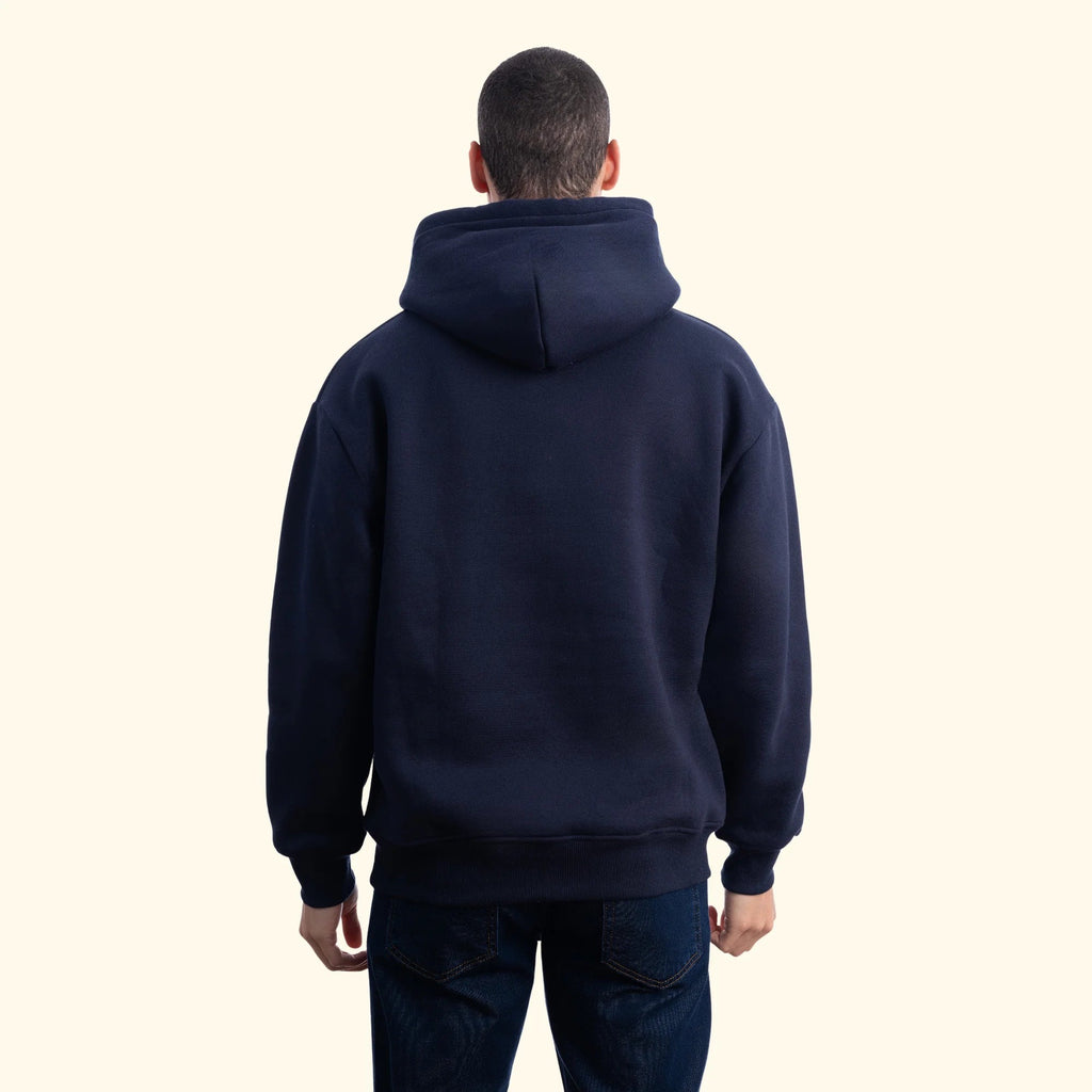 Erkek Lacivert Kapüşonlu Kanguru Cepli Basic Sweatshirt Hoodie - 6