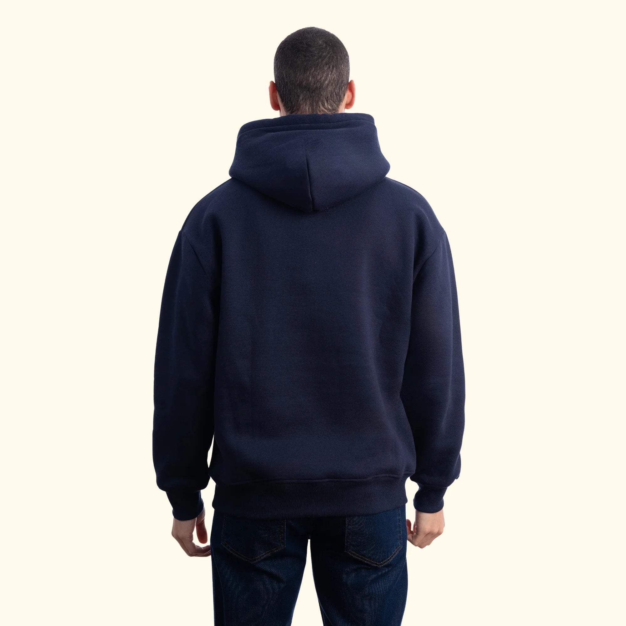 Erkek Lacivert Kapüşonlu Kanguru Cepli Basic Sweatshirt Hoodie - 6