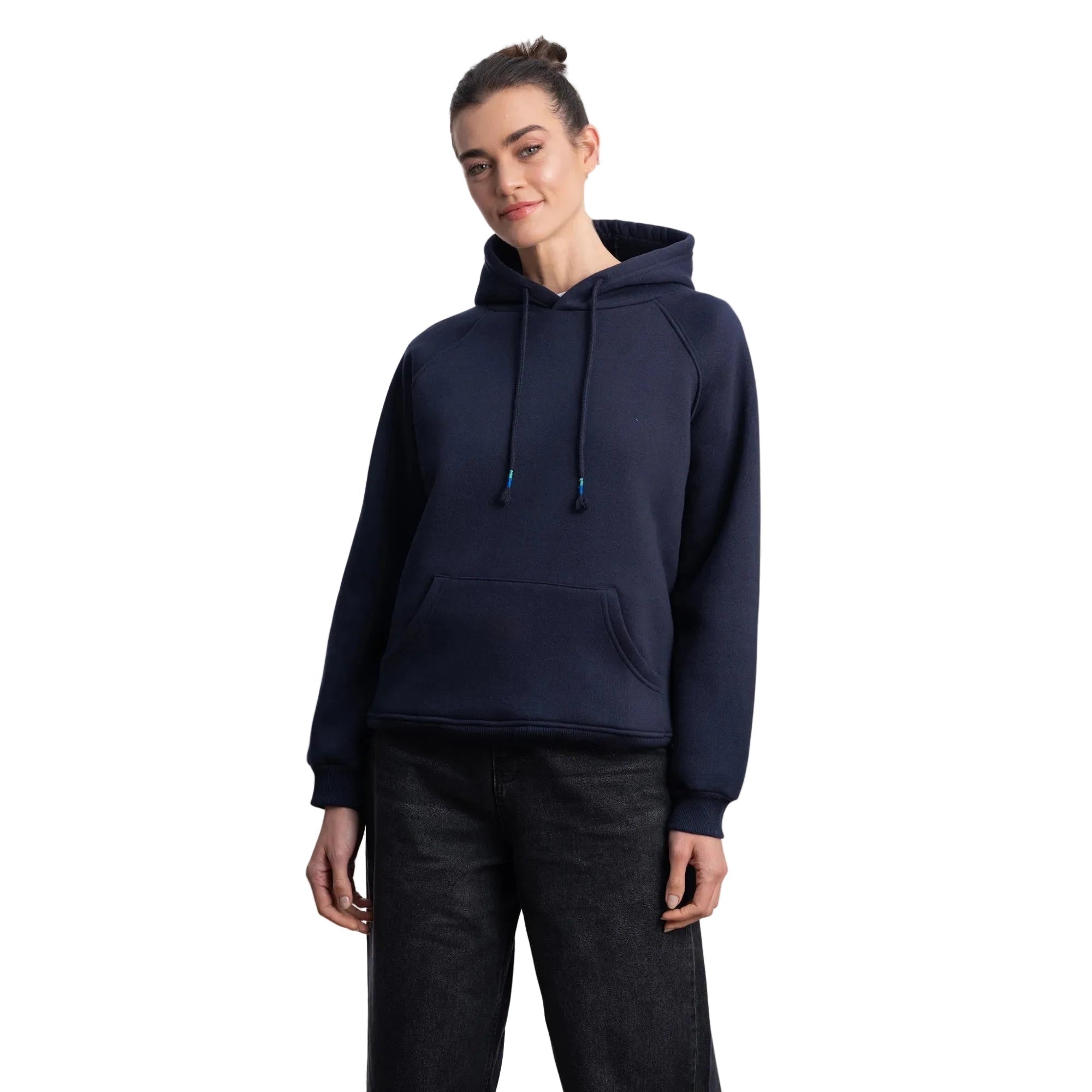 Kadın Lacivert Kapüşonlu Salaş Hoodie Sweatshirt - 4