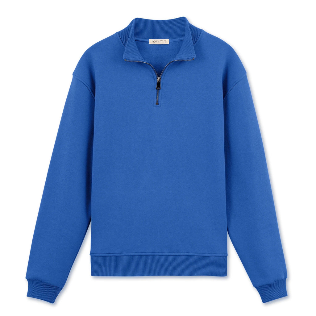 Erkek İndigo Yarım Fermuarlı Yakalı Rahat Kalıp Sweatshirt - 9