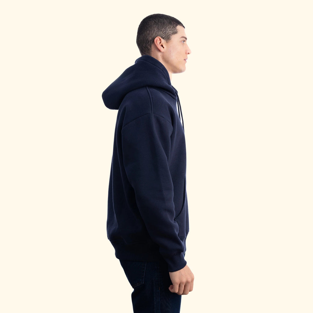 Erkek Lacivert Kapüşonlu Kanguru Cepli Basic Sweatshirt Hoodie - 7