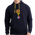 Erkek Lacivert Rabbit Baskılı Kapüşonlu %100 Pamuk Sweatshirt