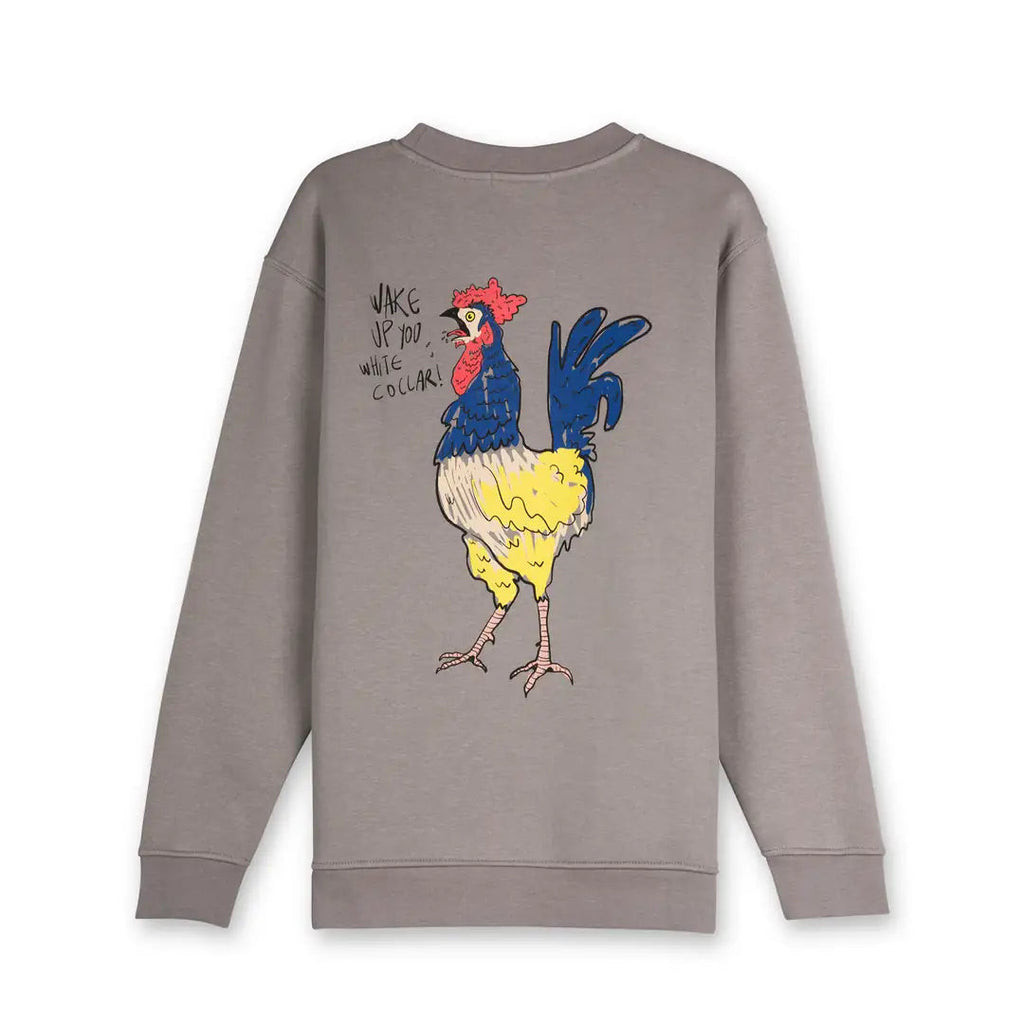 Erkek Gri Rooster Emprime Baskılı Regular Fit Sweatshirt