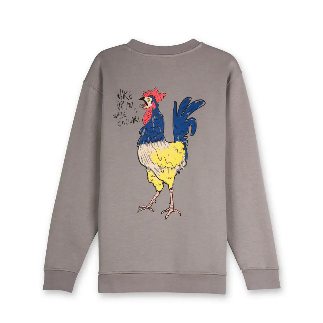 Erkek Gri Rooster Emprime Baskılı Regular Fit Sweatshirt