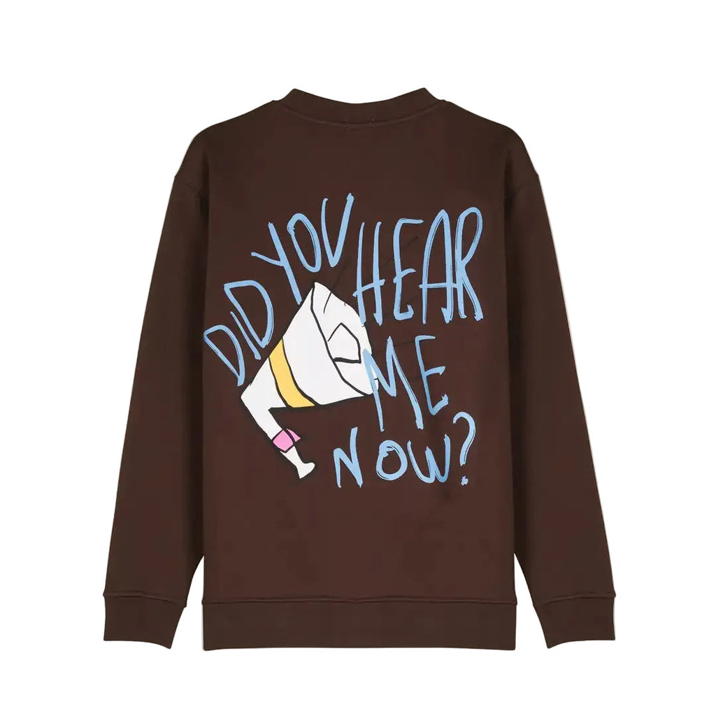 Erkek Kahverengi Megaphone Baskılı Regular Fit Sweatshirt