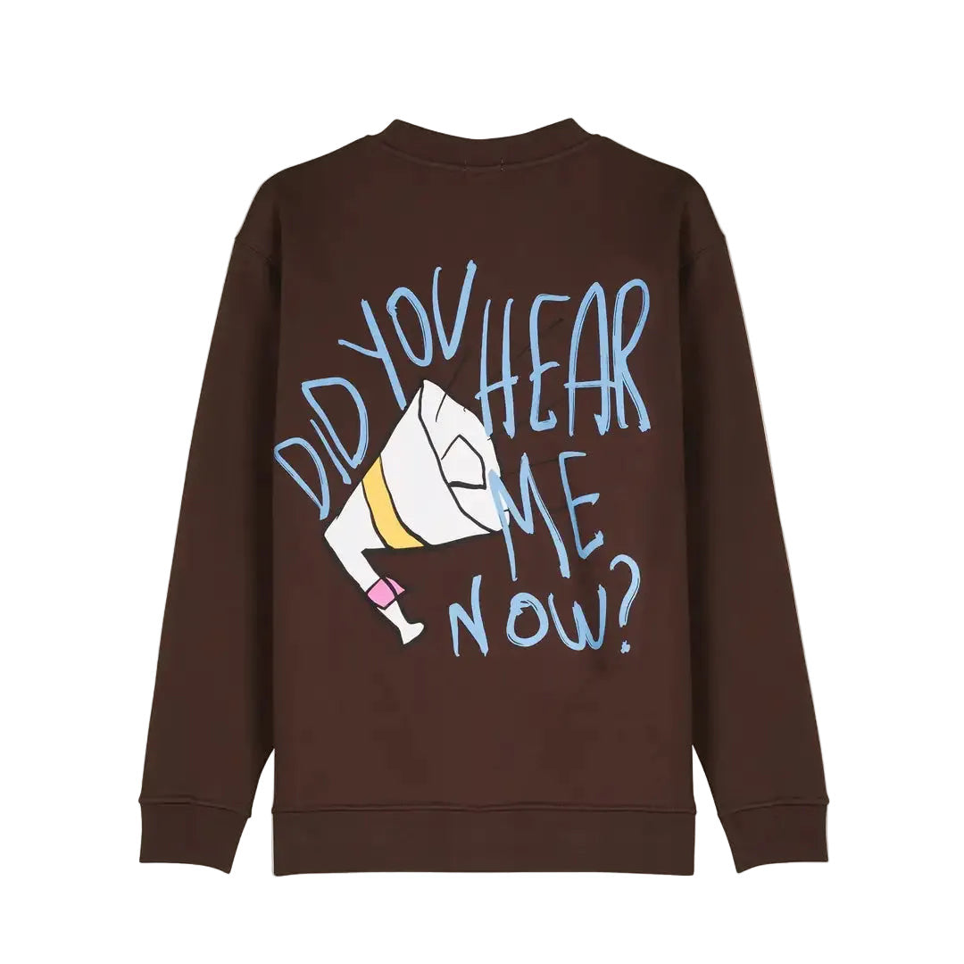 Erkek Kahverengi Megaphone Baskılı Regular Fit Sweatshirt