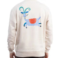 Erkek Ekru Goat Baskılı Oversize Sweatshirt