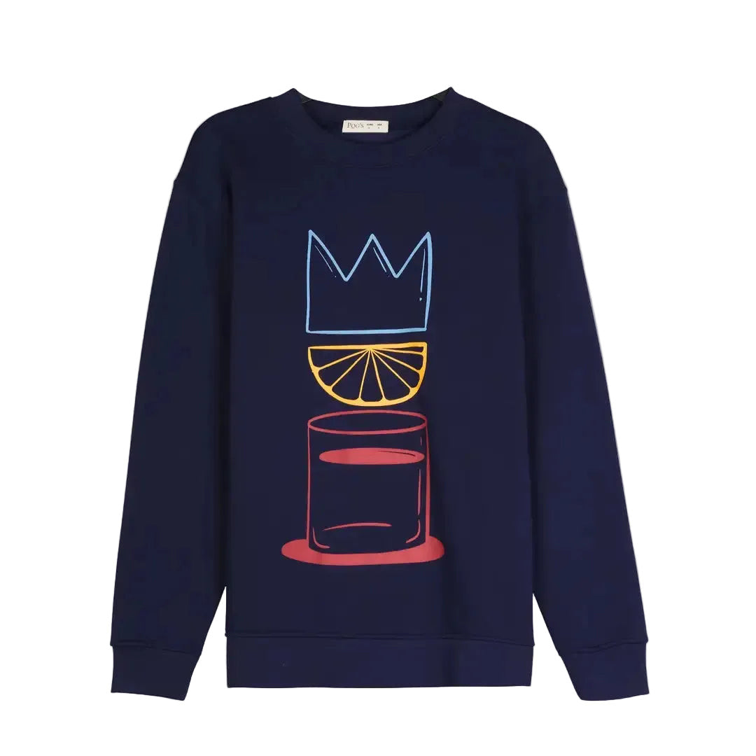 Erkek Lacivert Lemora Baskılı Regular Fit Sweatshirt