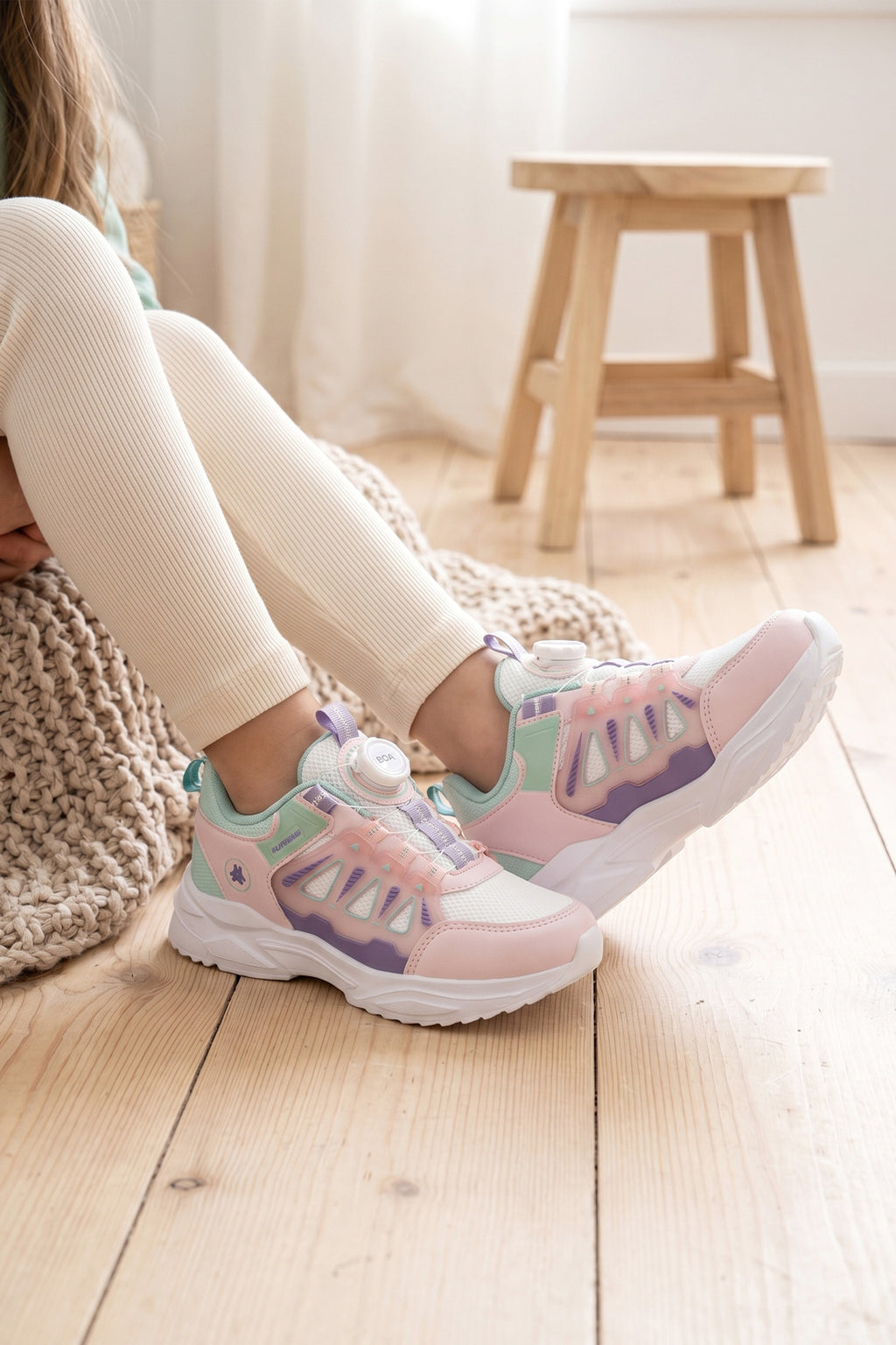 Kids DS Rubick Akıllı Bağcıklı Beyaz Pudra Çocuk Sneaker Günlük Spor Ayakkabı