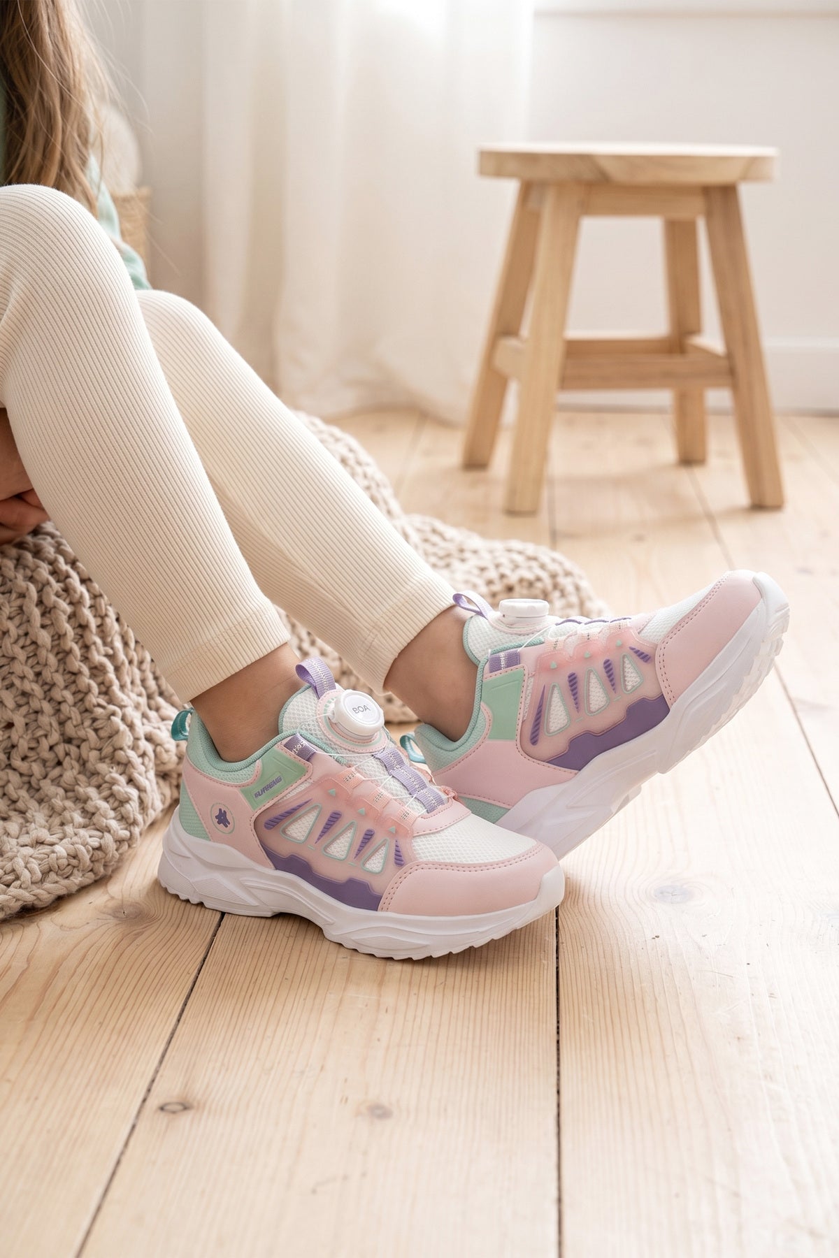 Kids DS Rubick Akıllı Bağcıklı Beyaz Pudra Çocuk Sneaker Günlük Spor Ayakkabı