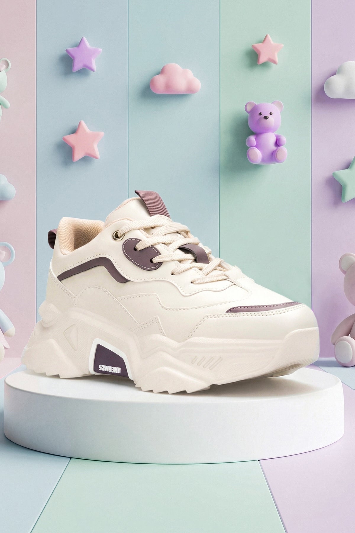 Kids DS 2110 Bej Mor Çocuk Sneaker Günlük Spor Ayakkabı