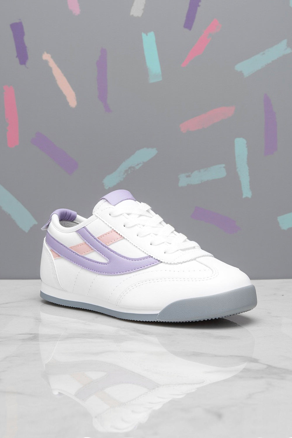 Çocuk Sneaker Spor Ayakkabı 2026 - DS Meepo — Beyaz Pudra Mor