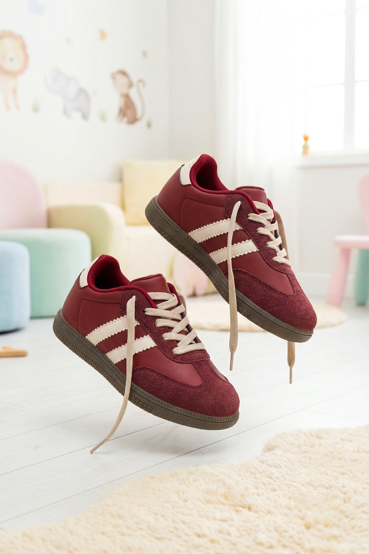 DS ChaCha Kids Bordo Bej Çocuk Sneaker