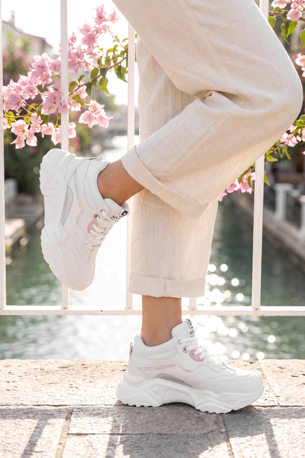 Kadın Sneaker Spor Ayakkabı 2026 - DS.PMD239K2110 - Bilekli Beyaz