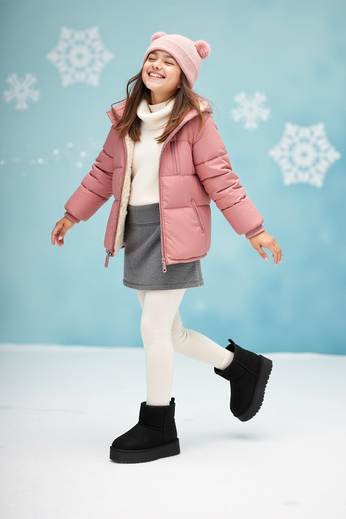 Kids DS Snie C. Siyah Kız Çocuk Kürklü Bot Günlük Ayakkabı Sneaker