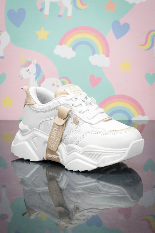 Kids DS 2051 Beyaz Bej Çocuk Sneaker Günlük Spor Ayakkabı