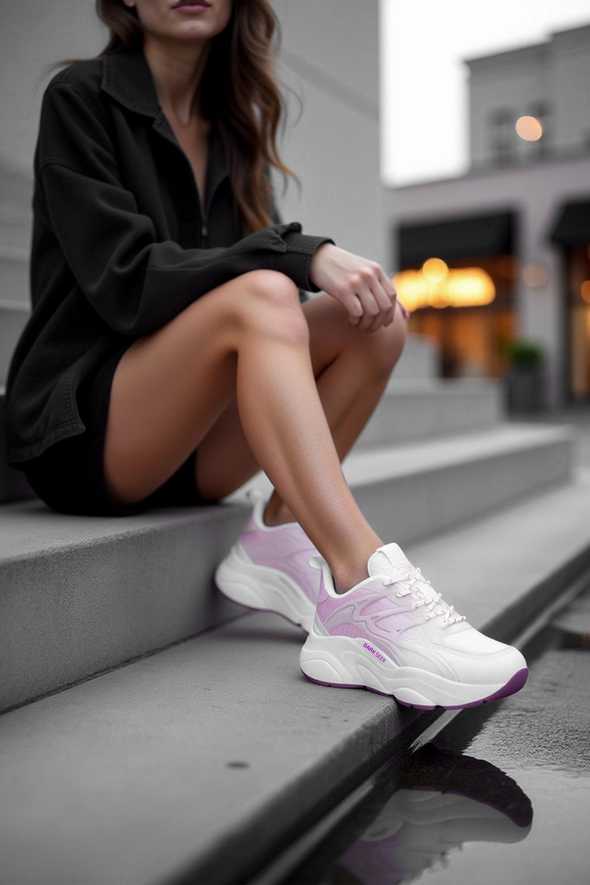 Unisex Sneaker Spor Ayakkabı 2026 - DS STORM - Beyaz Lila