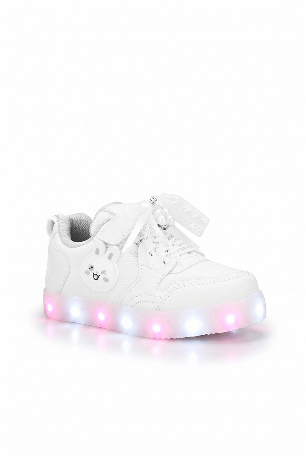 Kids DS Chen Dantel Detaylı Işıklı Çocuk Ayakkabı Beyaz Sneaker Günlük Spor Ayakkabı