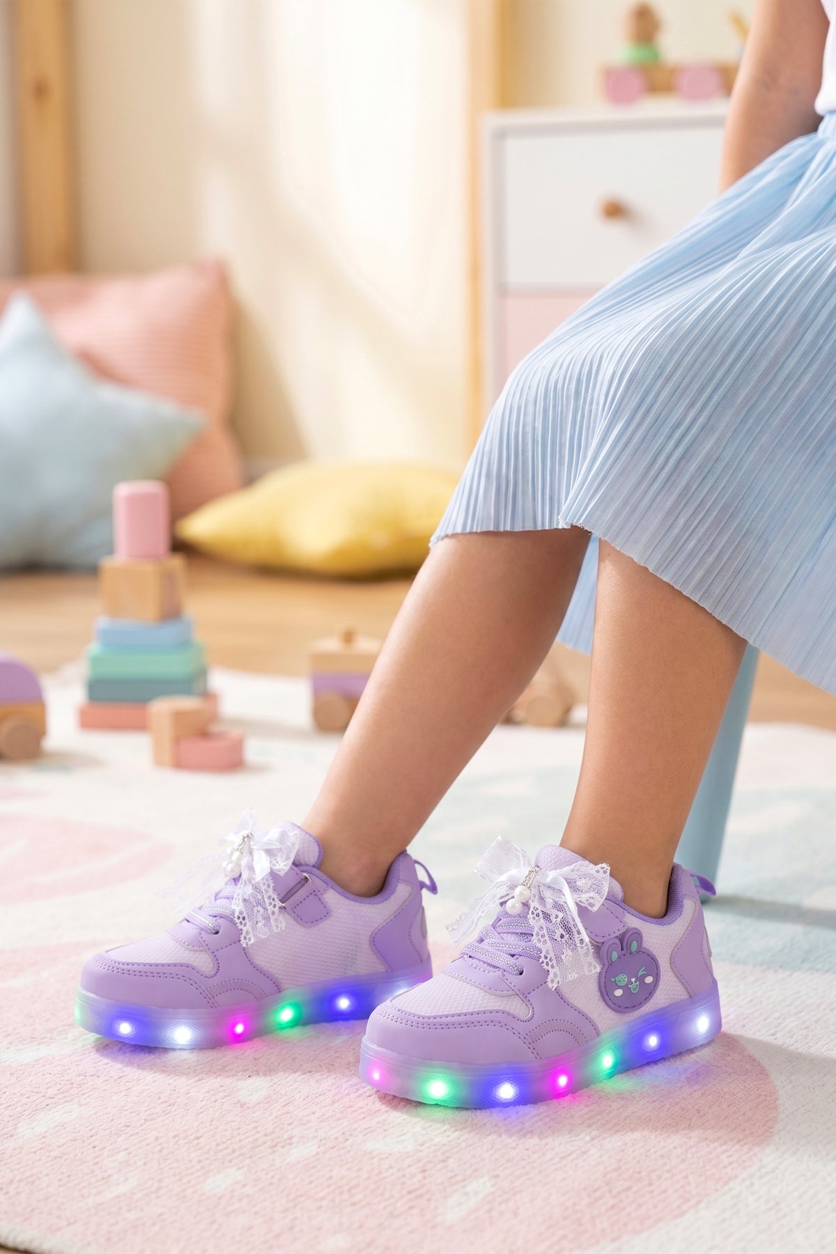 Çocuk Işıklı Sneaker Spor Ayakkabı 2026 - Kids DS Chen - Mor Lila