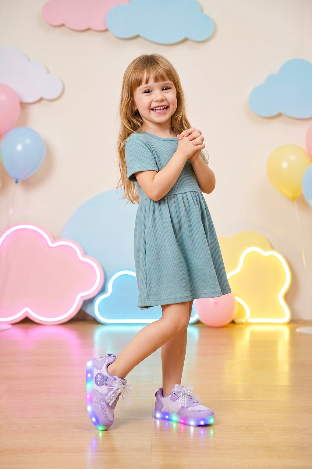 Çocuk Işıklı Sneaker Spor Ayakkabı 2026 - Kids DS Chen - Mor Lila