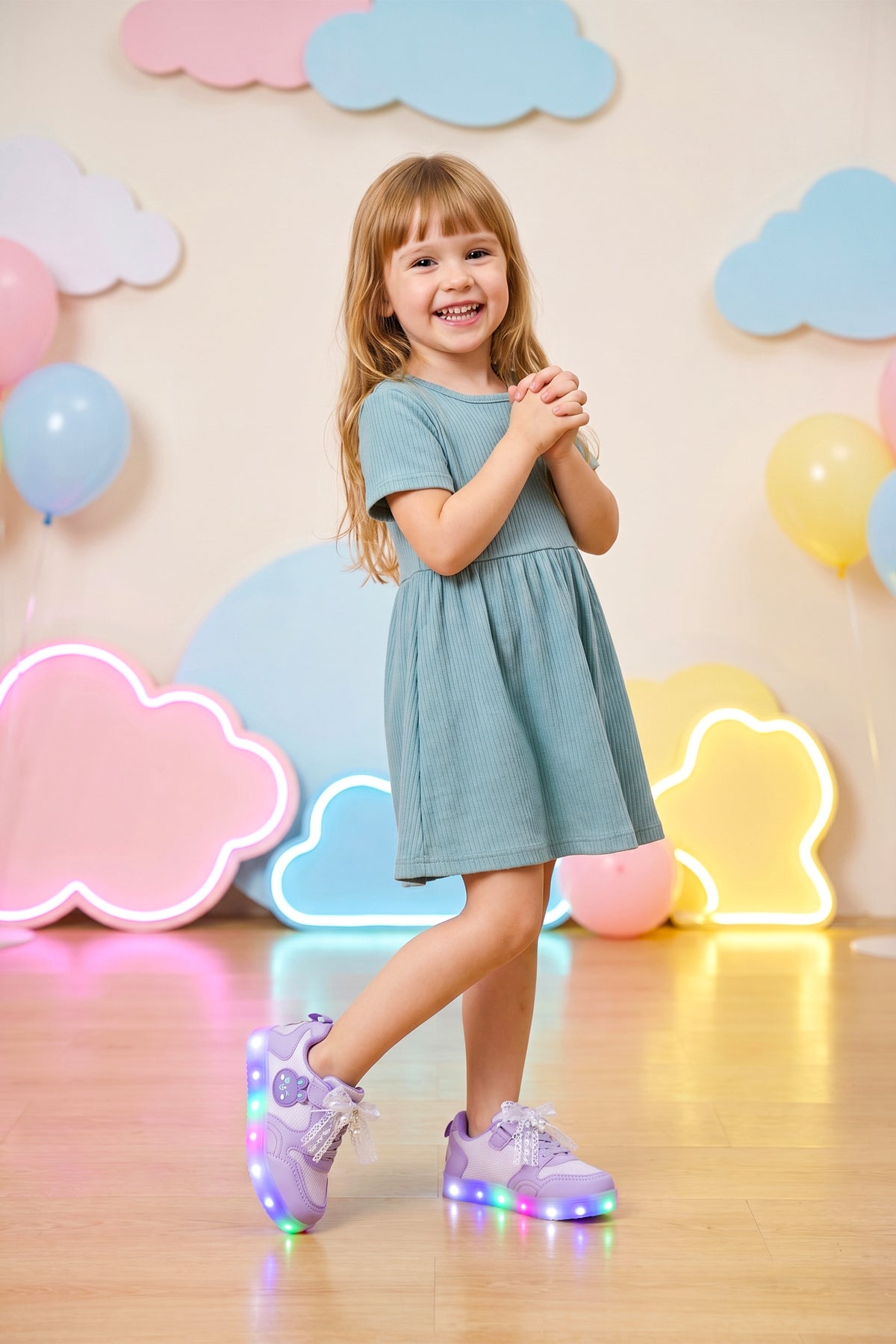 Çocuk Işıklı Sneaker Spor Ayakkabı 2026 - Kids DS Chen - Mor Lila