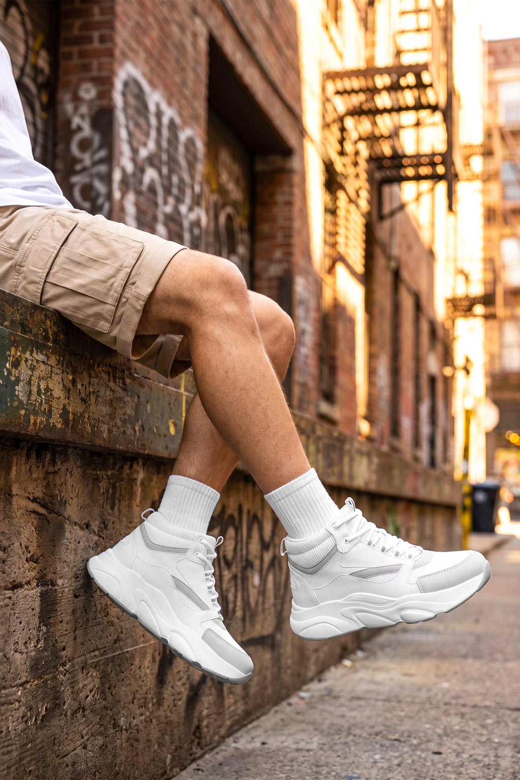 Unisex Sneaker Spor Ayakkabı 2026 - DS.MJ1838 - Bilekli Beyaz