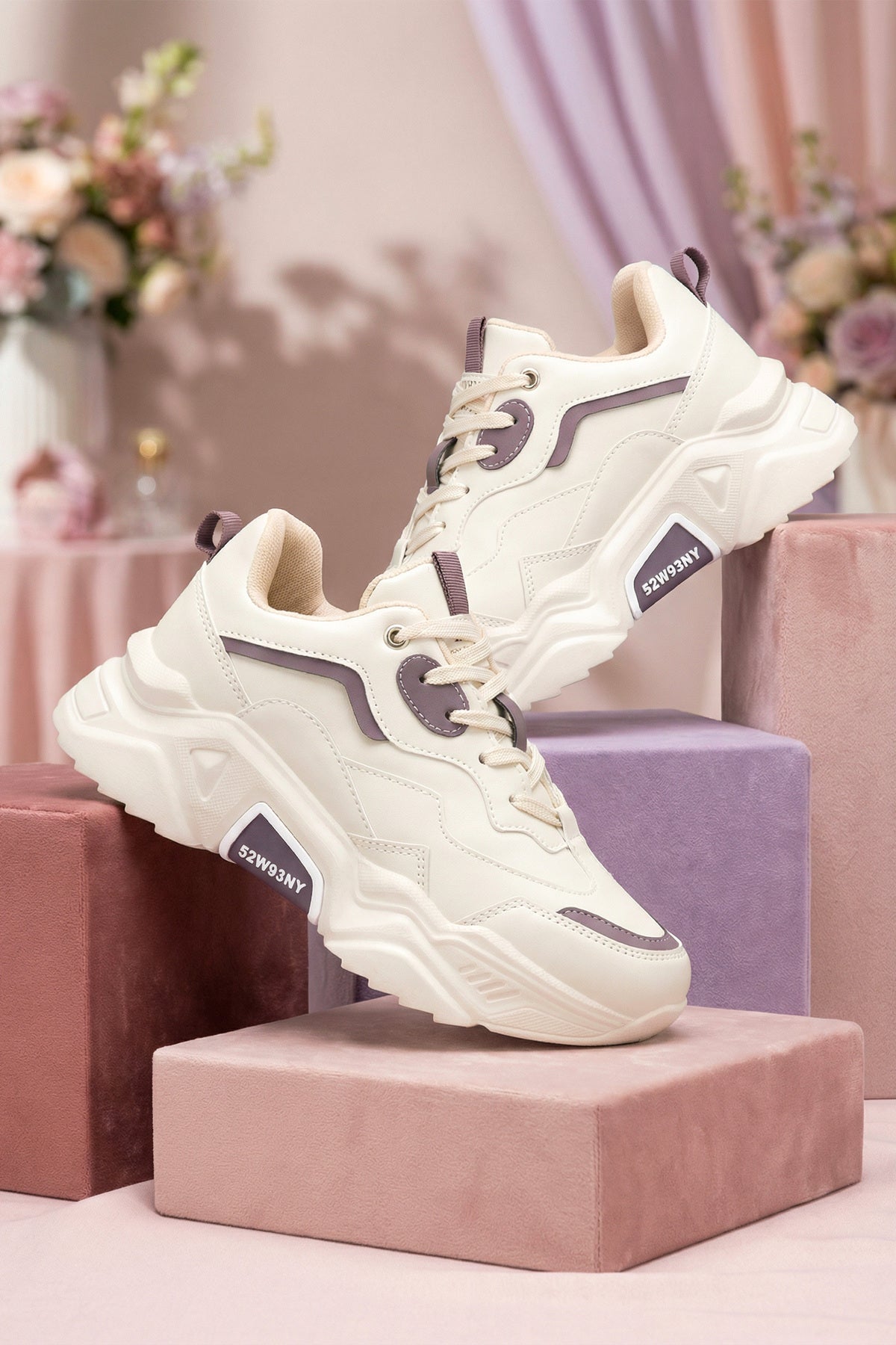 DS.PMD239K2110 Bej Mor Kadın Sneaker Günlük Spor Ayakkabı