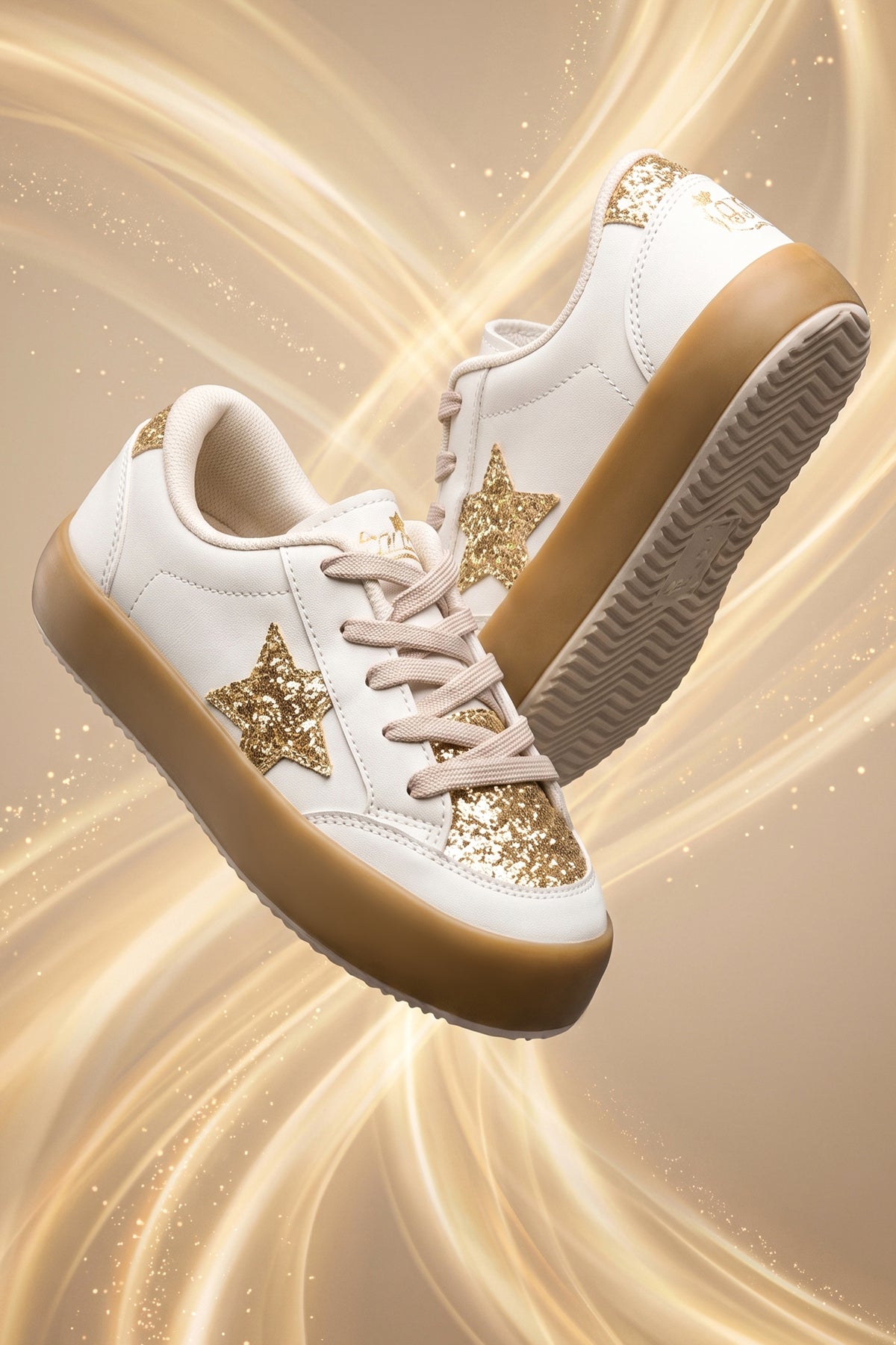 Kids DS Oracle Bej Altın Çocuk Sneaker Günlük Spor Bağcıklı Ayakkabı - Bej Altın