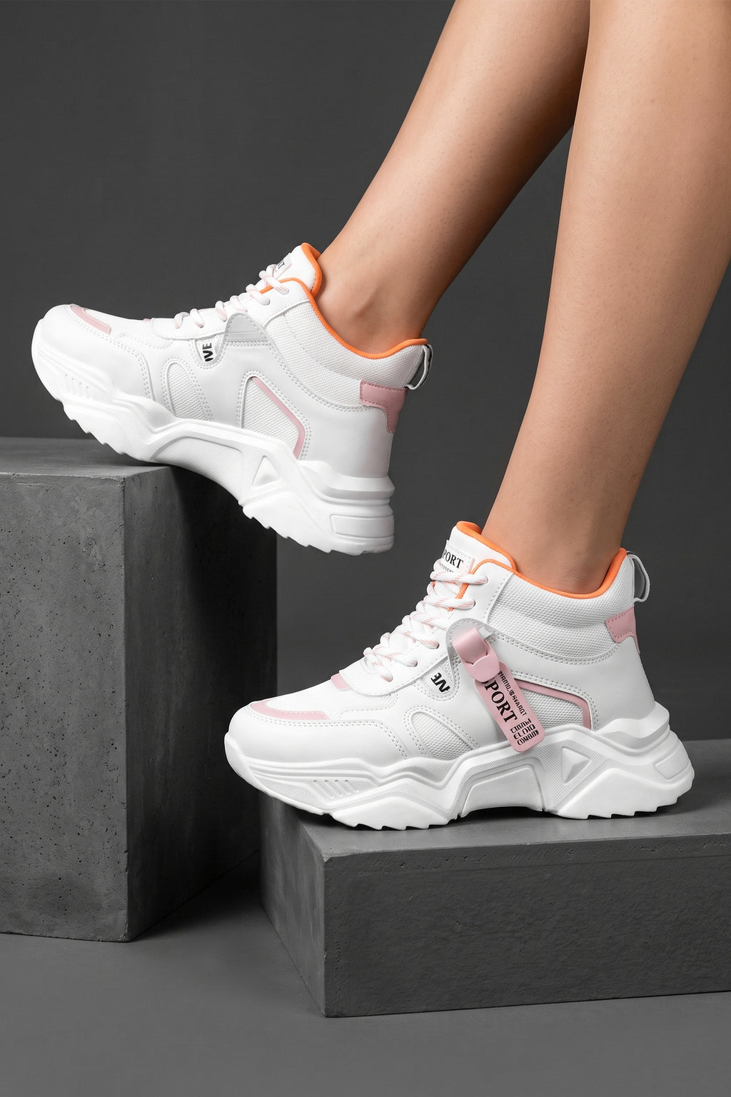 Kadın Sneaker Spor Ayakkabı 2026 - DS.PMD239K2051 - Bilekli Beyaz