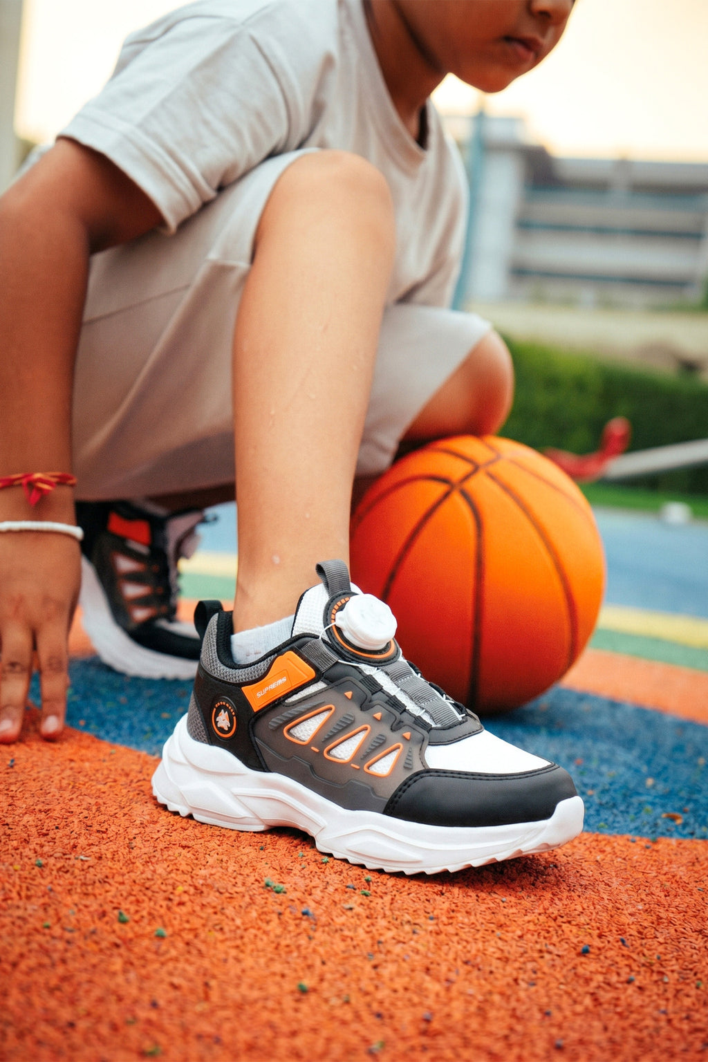 Kids DS Rubick Akıllı Bağcıklı Beyaz Turuncu Çocuk Sneaker Günlük Spor Ayakkabı
