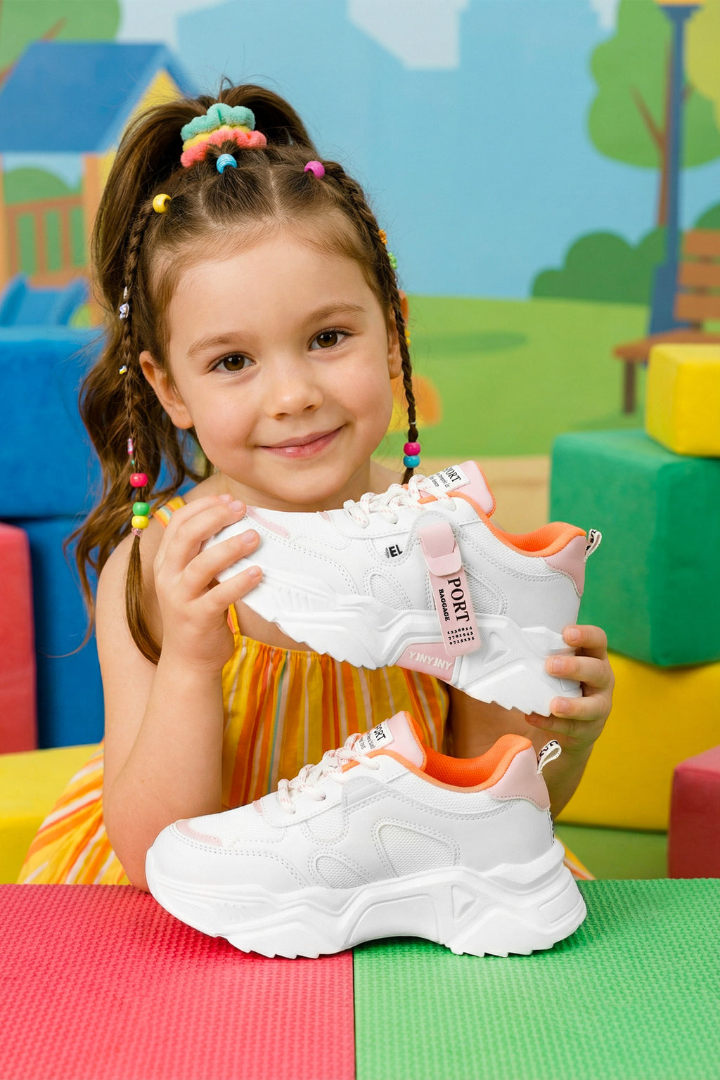 Kids DS 2051 Beyaz Pudra Çocuk Sneaker Günlük Spor Ayakkabı