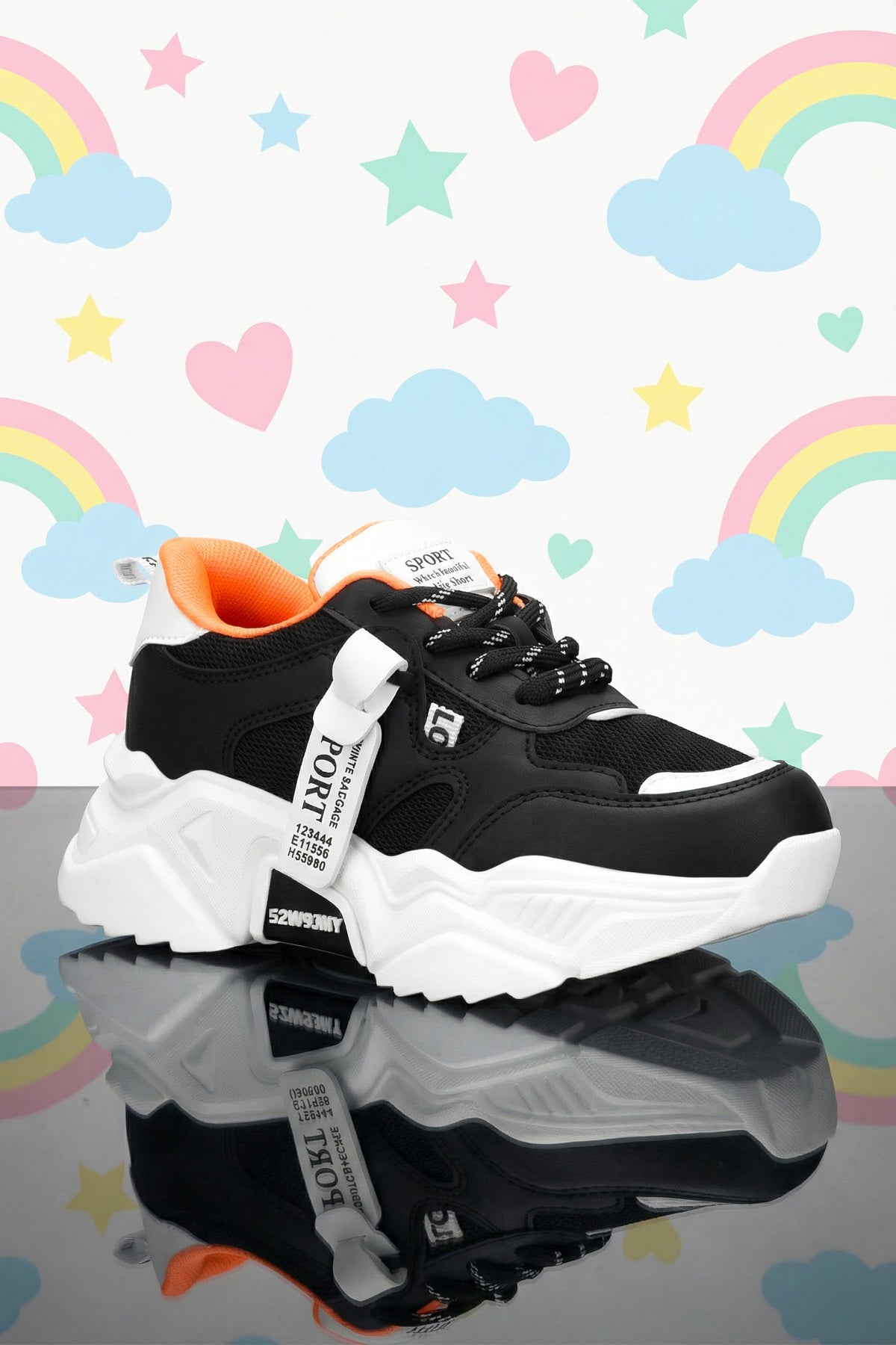 Kids DS 2051 Beyaz Siyah Çocuk Sneaker Günlük Spor Ayakkabı