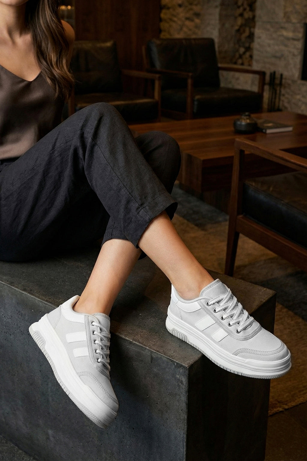 DS Sapphire Gri Beyaz Kadın Sneaker