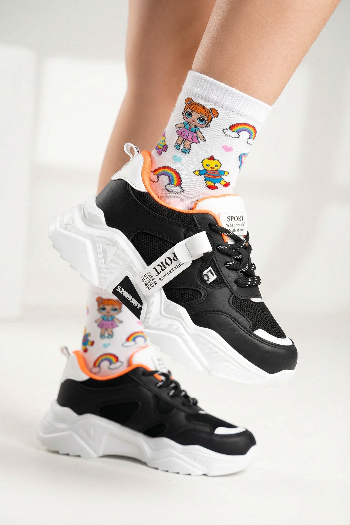 Kids DS 2051 Beyaz Siyah Çocuk Sneaker Günlük Spor Ayakkabı