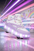 Çocuk Sneaker Spor Ayakkabı Işıklı Patenli 2026 - DS Speedy - Beyaz Mor