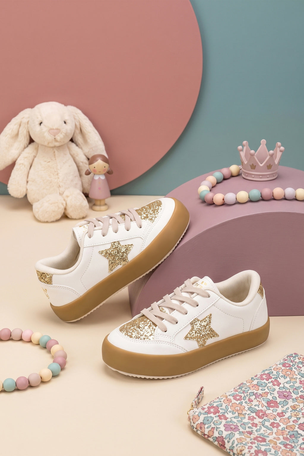 Kids DS Oracle Bej Altın Çocuk Sneaker Günlük Spor Bağcıklı Ayakkabı - Bej Altın