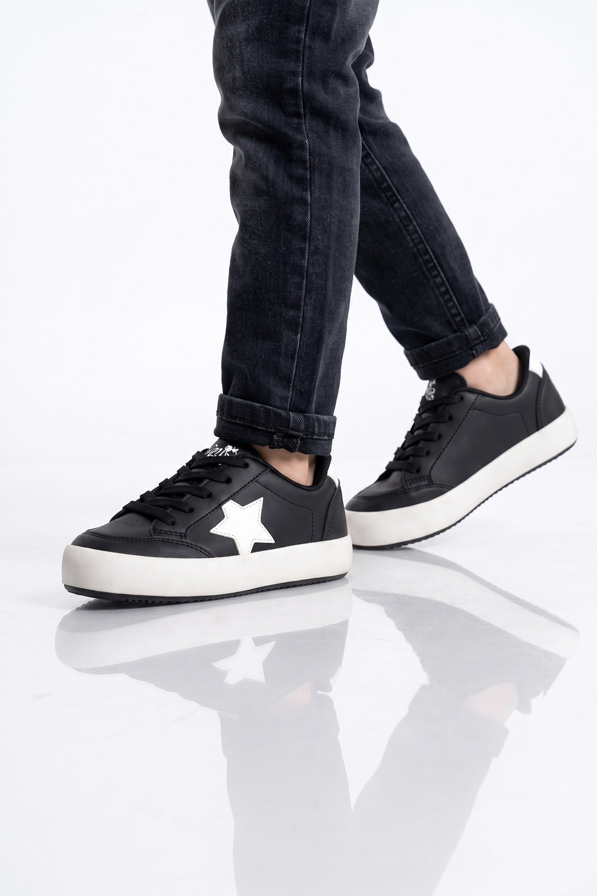 Kids DS Oracle Siyah Bej Çocuk Sneaker Günlük Spor Bağcıklı Ayakkabı - Siyah Bej