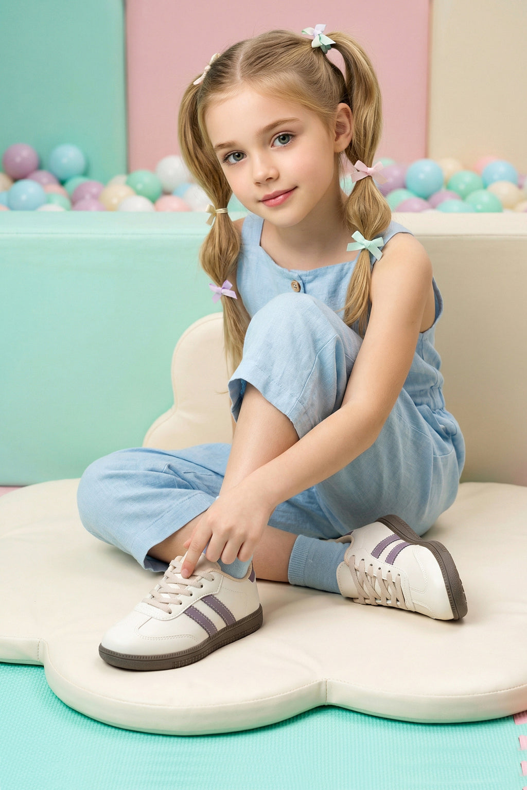 DS ChaCha Kids Bej Mor Çocuk Sneaker