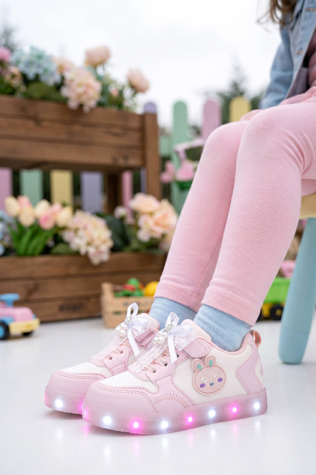 Çocuk Işıklı Sneaker Spor Ayakkabı 2026 - Kids DS Chen - Pudra
