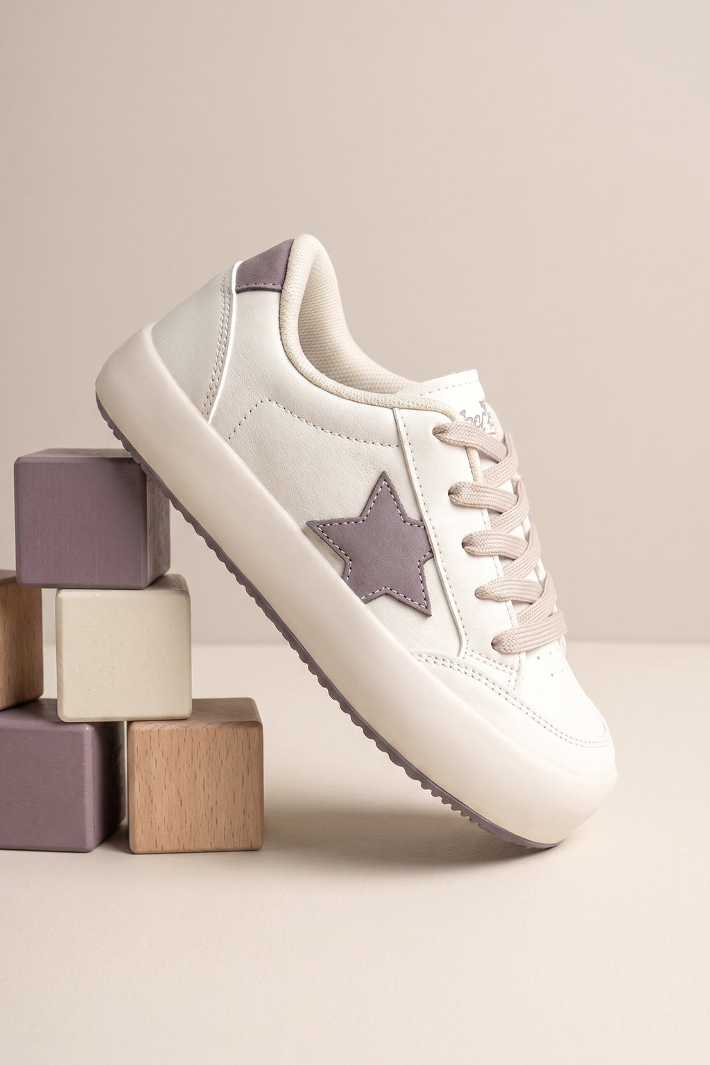Kids DS Oracle Bej Mor Çocuk Sneaker Günlük Spor Bağcıklı Ayakkabı - Bej Mor