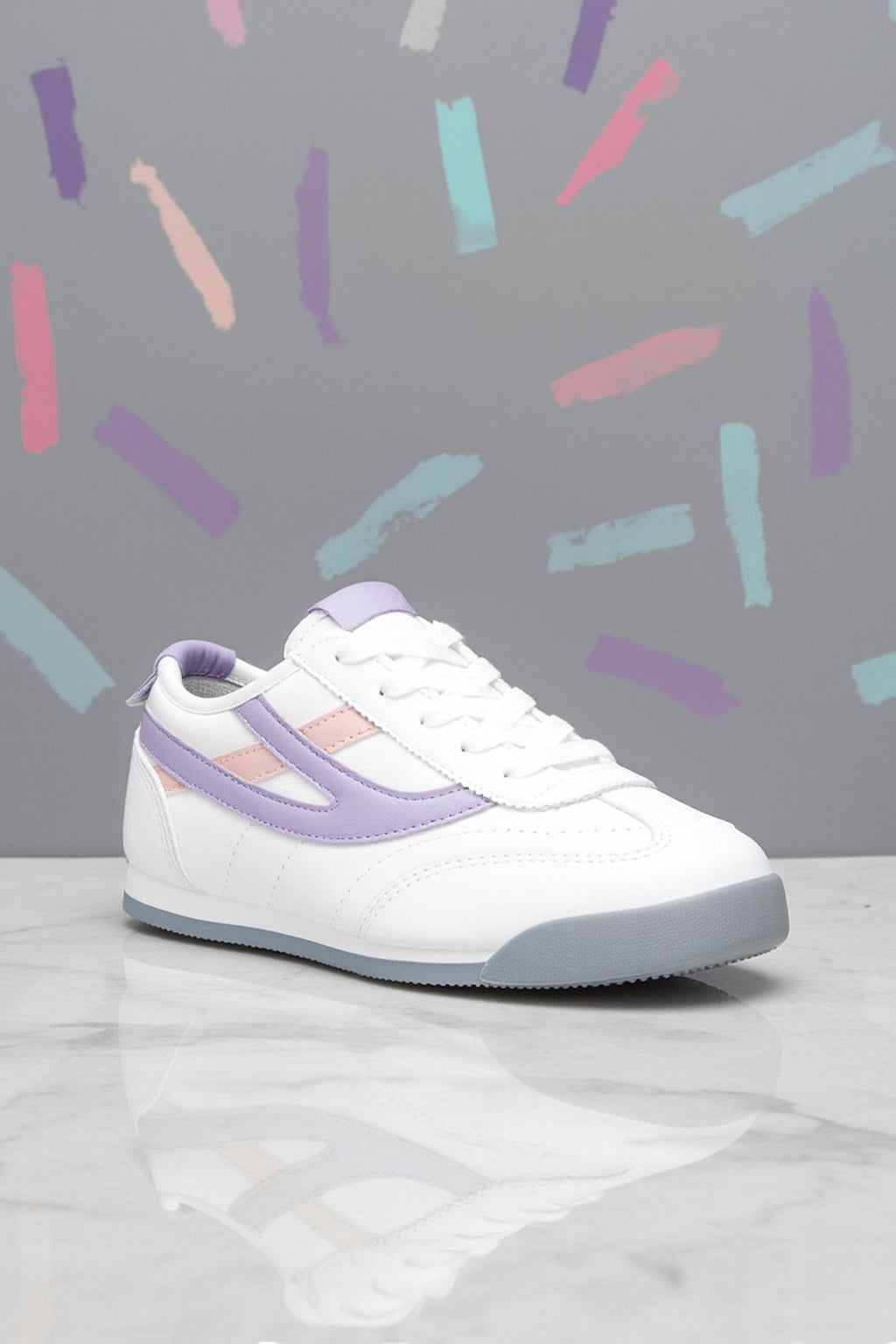 DS Meepo Beyaz Pudra Mor Çocuk Sneaker Günlük Spor Ayakkkabı